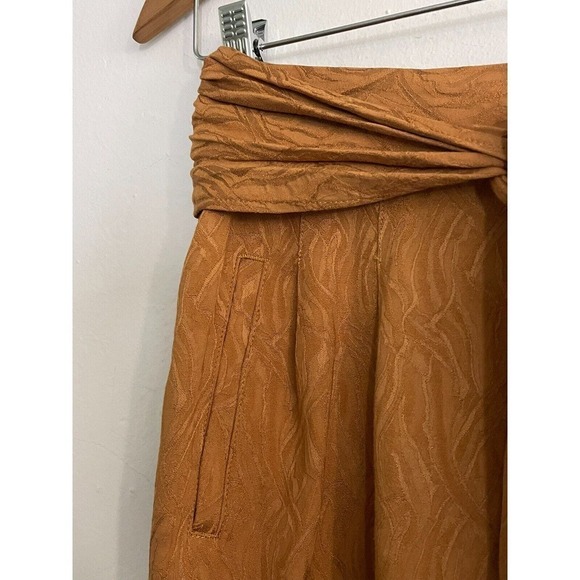 Ett Twa Anthropologie Pants sz 2 Aubade Tie Waist Belted Tapered Copper Brown - Picture 6 of 8